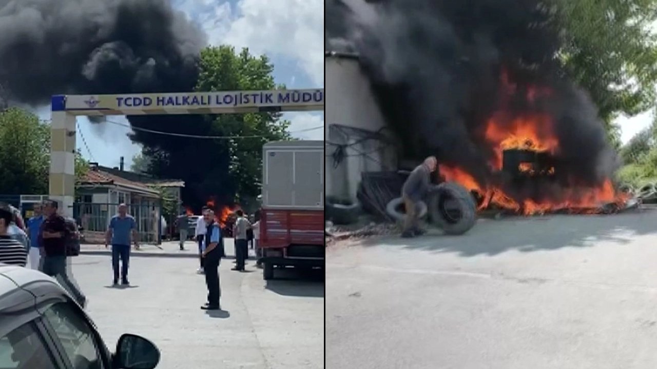 TIR garajında yangın: Kulübe alev alev yandı