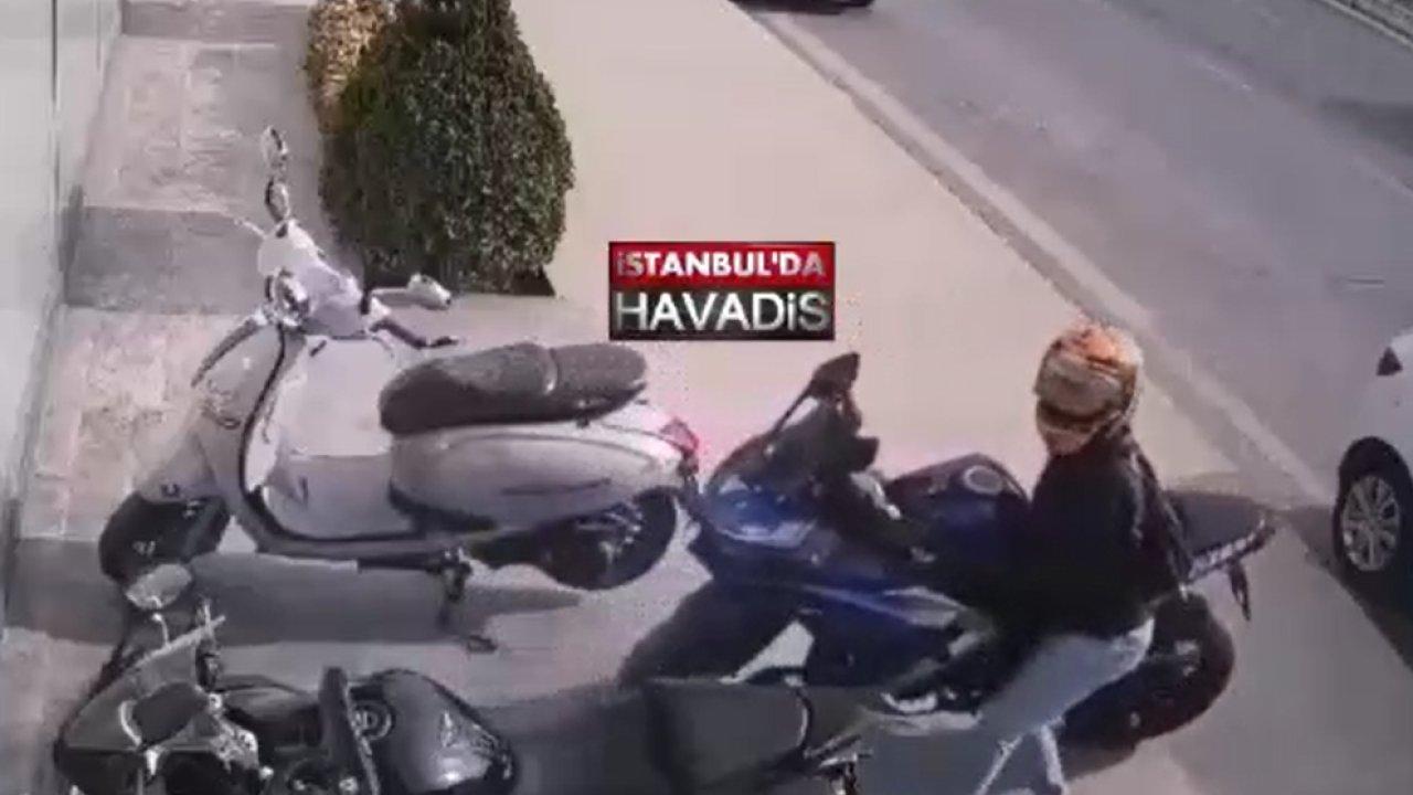 Motosikleti saniyeler içinde böyle çaldı!