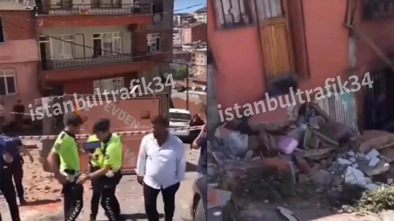 Şişli'de yük kamyonu bir evin içerisine daldı, kazada kamyon devrildi!