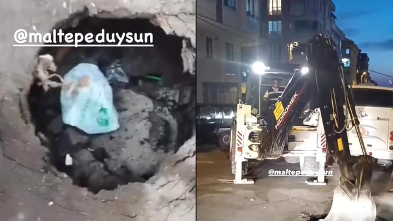 İstanbul Maltepe'de yol çöktü: Ekipler harekete geçti