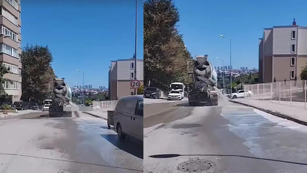 Kadıköy'de beton mikseri yola su döktü, tepkiler peş peşe geldi