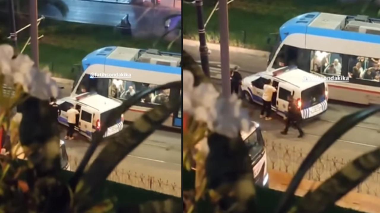 İstanbul Fatih'te polis aracıyla tramvay çarpıştı