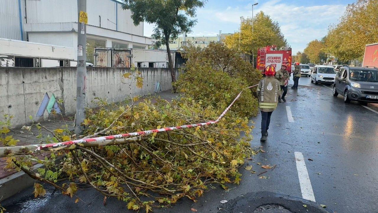 Avcılar’da fırtına çıktı, binanın çatısı yola uçtu