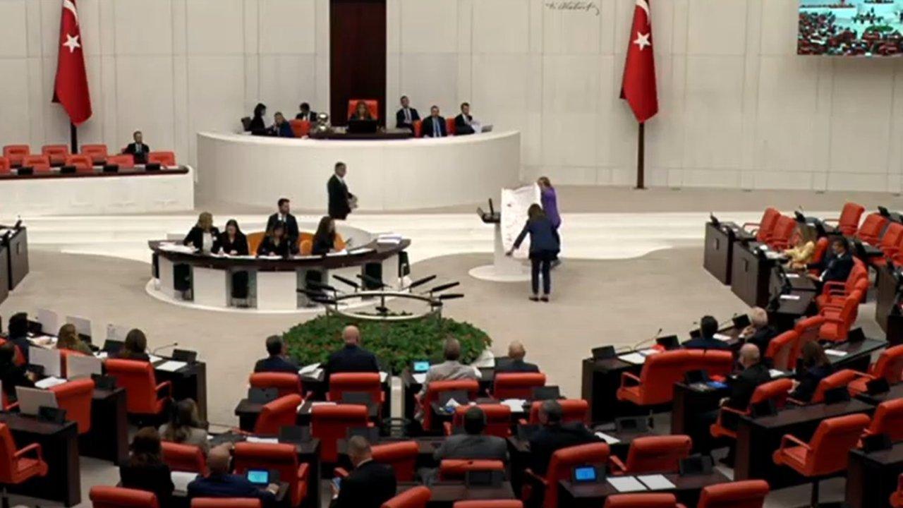 TBMM Genel Kurulu'nda, CHP'li Semra Dinçer'den 'Kefenli' eylem