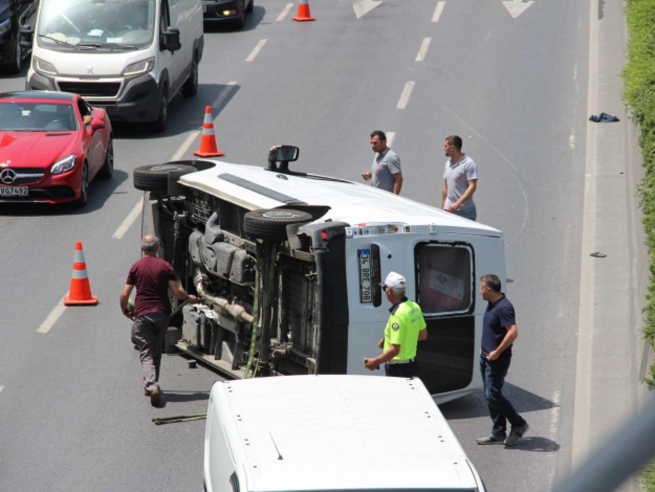 Önce çarptı sonra yan yattı