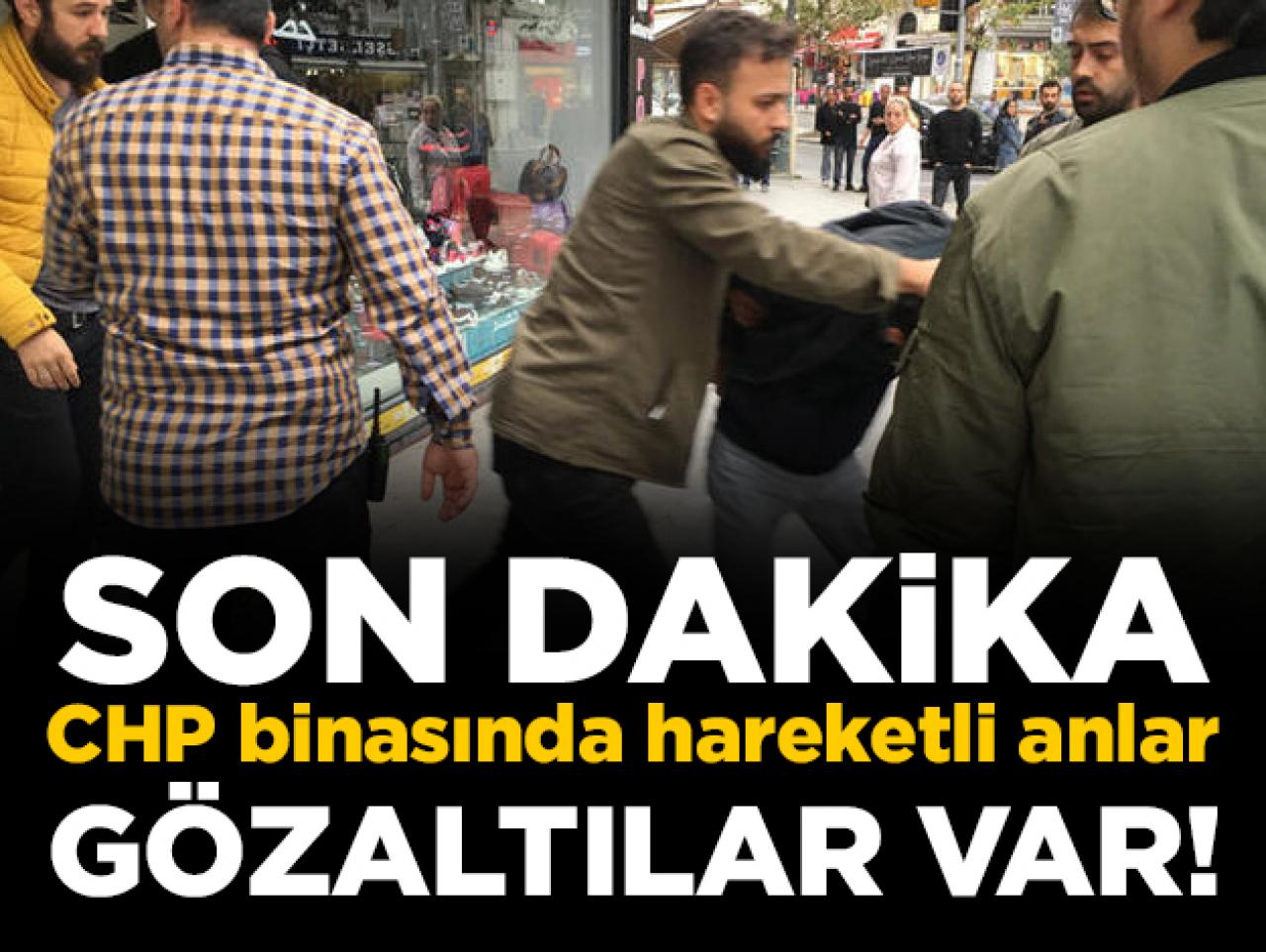 CHP binasında hareketli anlar! Barış Pınarı Harekatı'nı protesto ettiler