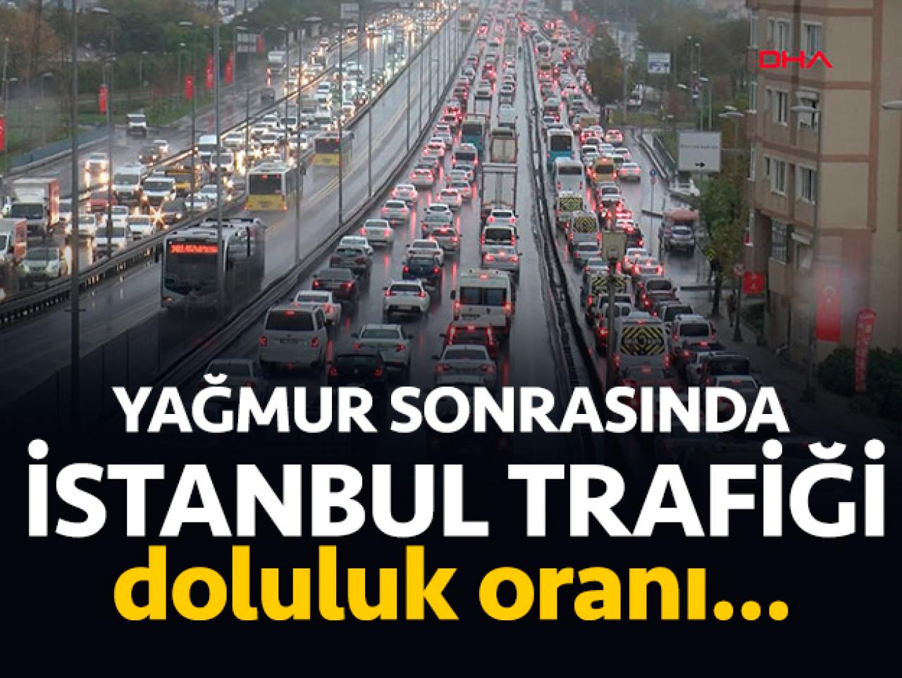 Yağmur trafiği kilitledi