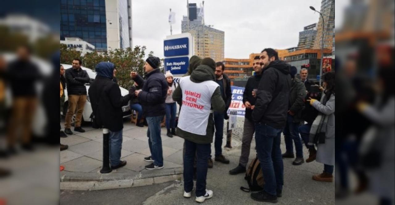 Ataşehir Belediyesi önünde toplanan işçiler eylem yaptı