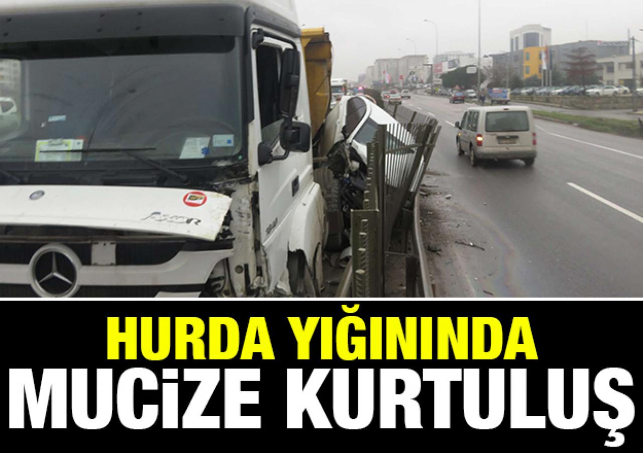 Hurda yığınına dönen araçta mucize kurtuluş