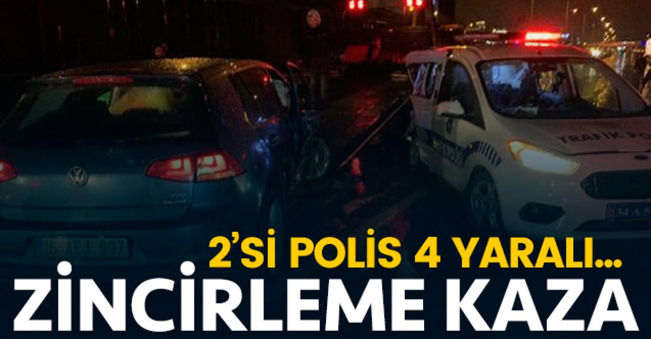 Maltepe'de zincirleme trafik kazası: 2'si polis 4 yaralı