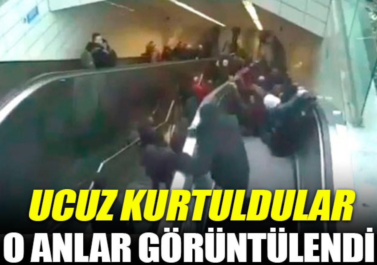 Maslak'taki yürüyen merdivenin çökme anı görüntülendi