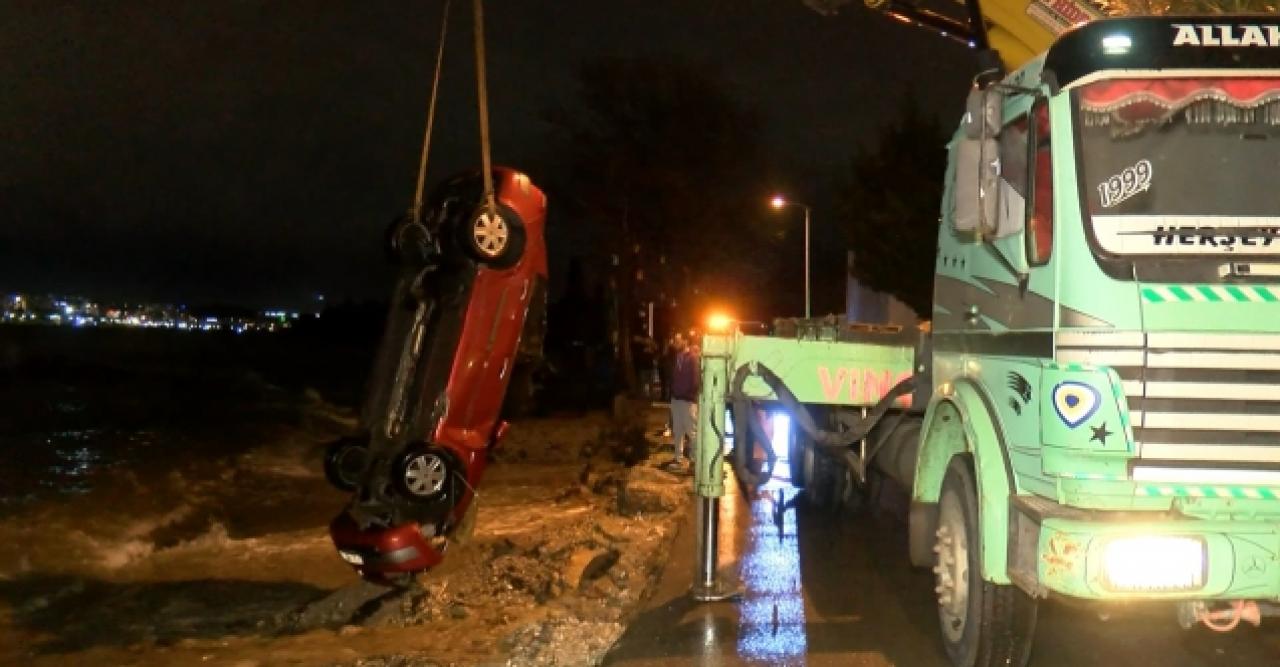 Tuzla'da otomobil denize düştü