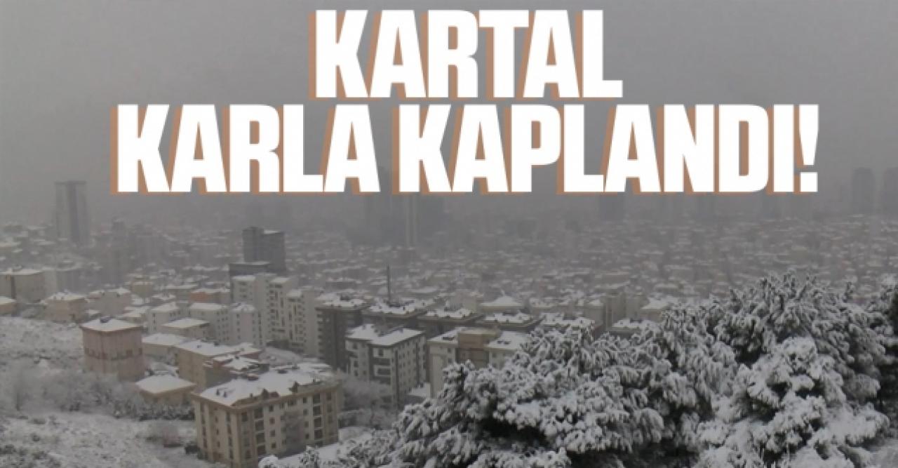 Kartal karla kaplandı