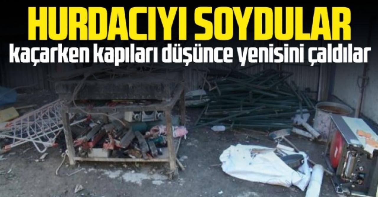 Hurdacıyı soydular, kaçarken kapıları düşünce yenisini çaldılar