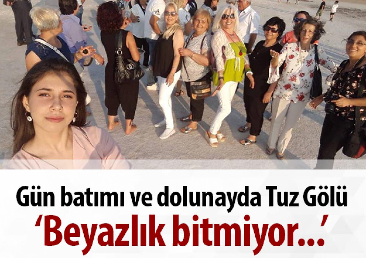 Gün batımı ve dolunayda Tuz Gölü