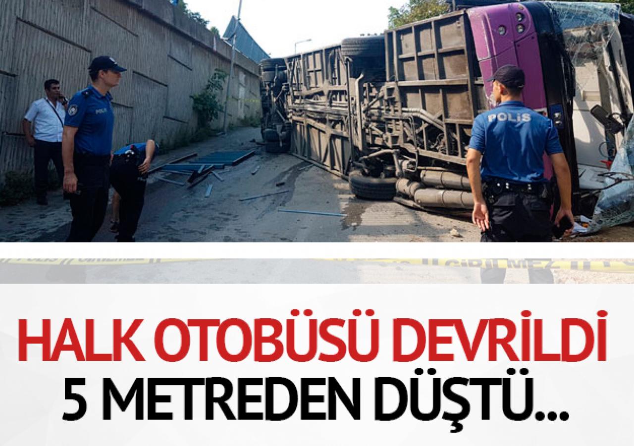 Sarıyer'de halk otobüsü devrildi!