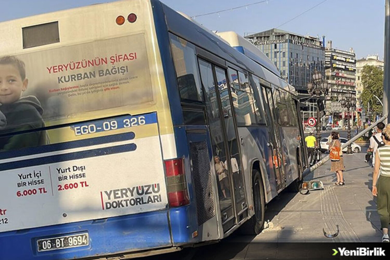 Başkentte EGO otobüsünün sinyalizasyon direğine çarptığı kazada 1 kişi yaralandı