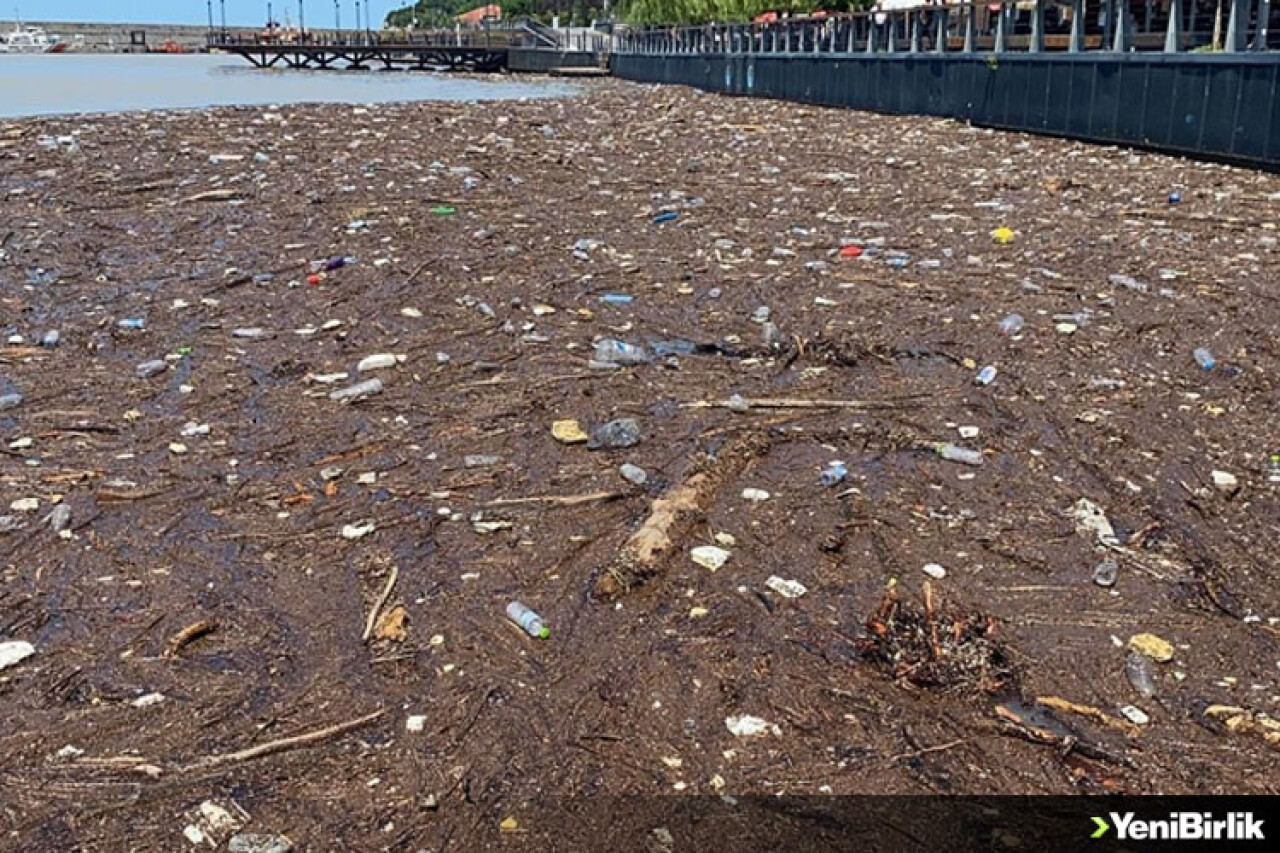 Zonguldak'ta selle denize sürüklenen atıklar limanda kirliliğe neden oldu