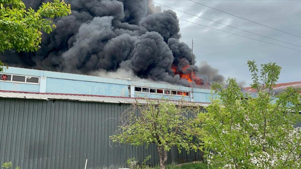 Uşak'ta battaniye fabrikasında yangın çıktı