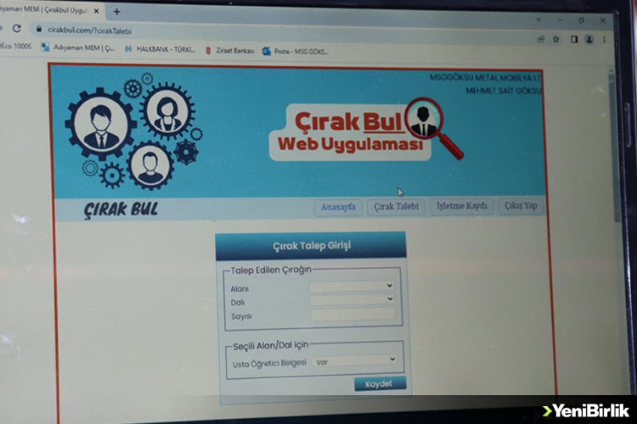 Çırak bulma sorunu web uygulamasıyla sona erecek