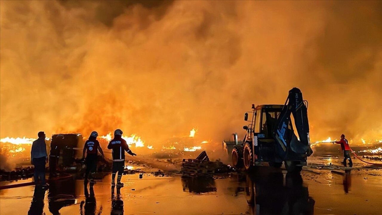 Mersin'de palet fabrikasında yangın çıktı