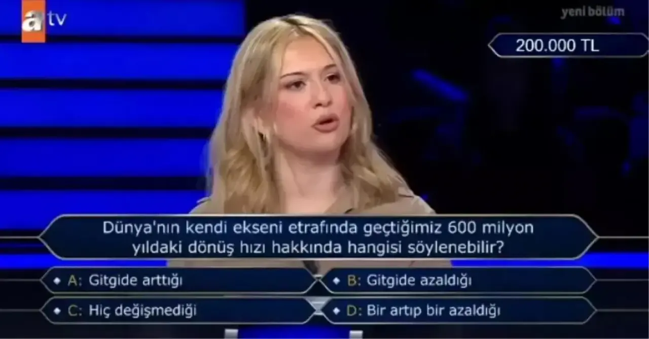 600 Milyon Yılda Dünya’nın Dönüş Hızı Nasıl Değişti? İşte Yarışmadaki Soru ve Cevabı