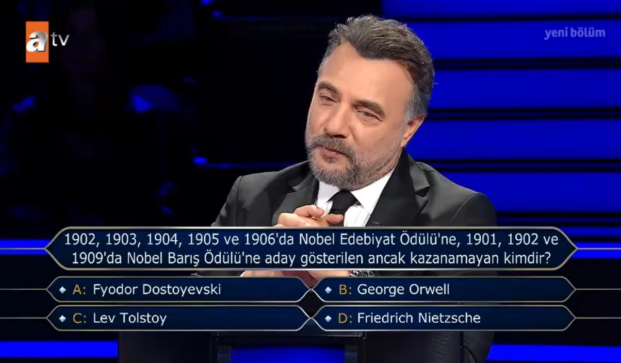 Nobel Barış Ödülü'ne aday gösterilen ancak kazanamayan yazar kimdir? Kim Milyoner Olmak İster 17 Kasım 2024