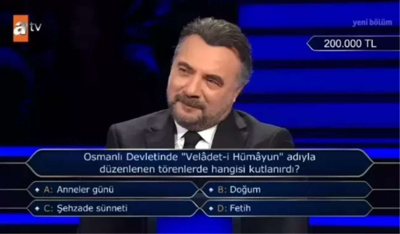 "Velâdet-i Hümayun" Törenleri Hangi Olay İçin Düzenlenirdi? Kim Milyoner Olmak İster'de Tarihi Soru