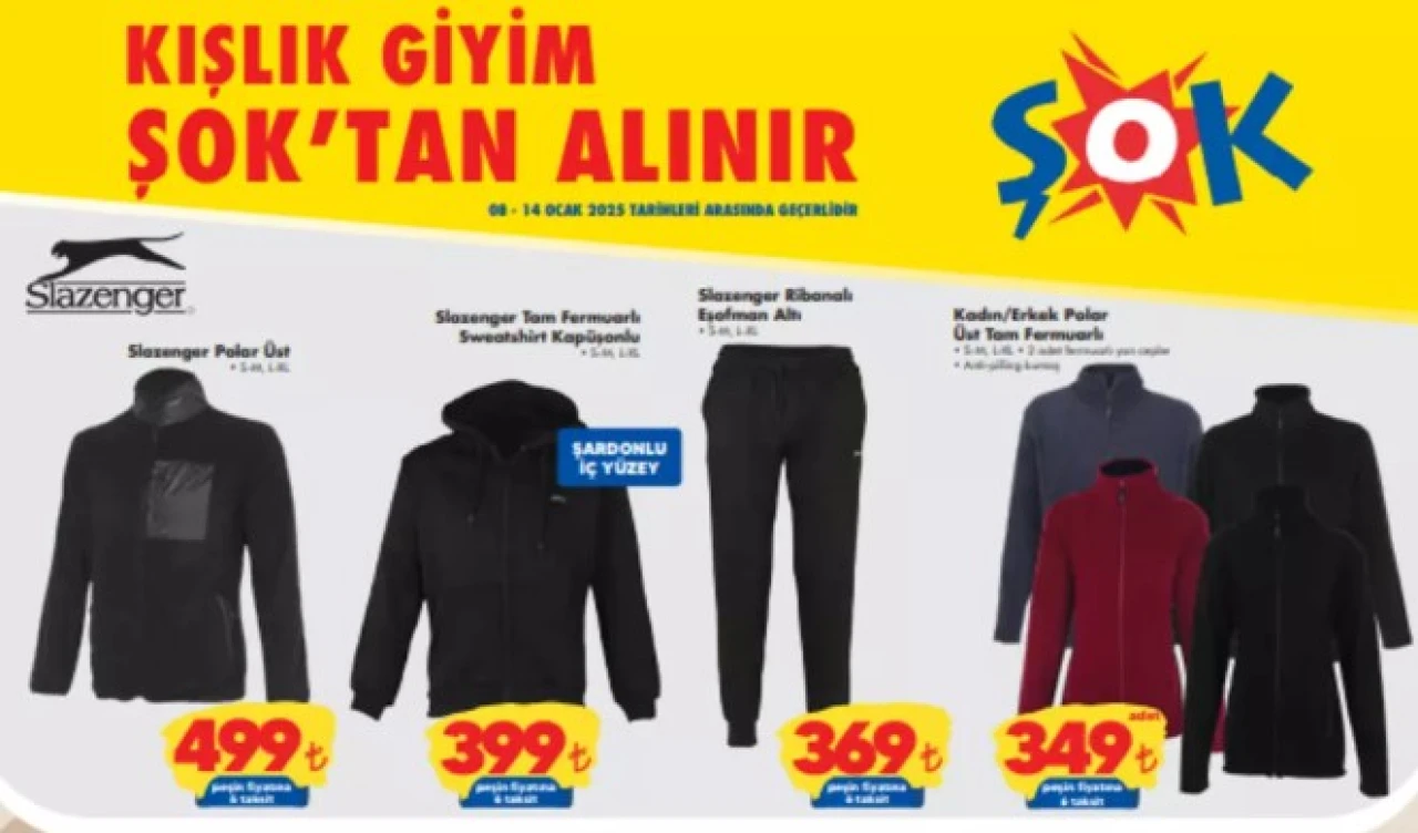 ŞOK 8 Ocak 2025 Çarşamba Haftanın Fırsatları Kataloğu Yayında! Slazenger Montlardan Kışlık Giyime Büyük İndirimler