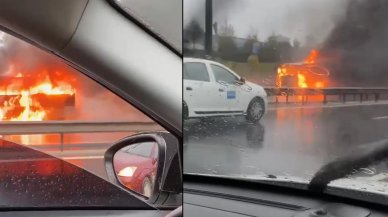 TEM'de midibüs alev alev yandı: 2 şerit trafiğe kapatıldı