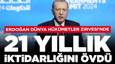 Cumhurbaşkanı Erdoğan Dünya Hükümetler Zirvesi'nde 21 yıllık iktidarlığını övdü: 'Milletimize hizmetkarlık ediyoruz'