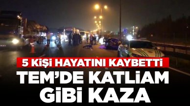 TEM Otoyolu'nda katliam gibi kaza! Otomobil yayalara çarptı: 5 kişi hayatını kaybetti