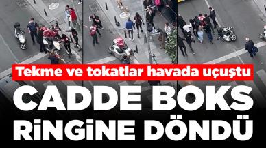 Nişantaşı boks ringine döndü: Motosiklet sürücüsü ile kurye tekme tokat birbirine girdi