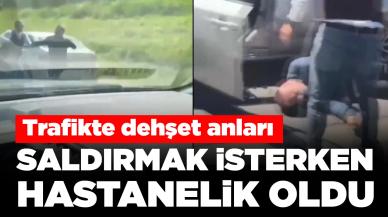 Trafikte dehşet anları: Tartıştığı sürücüyü tek yumrukla hastanelik etti