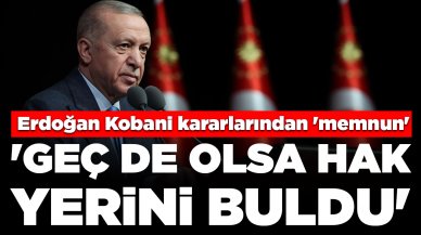 Cumhurbaşkanı Erdoğan Kobani kararlarından 'memnun': 'Geç de olsa hak yerini buldu'