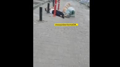 İstanbul'da yere yığılan bir şahsın köpeği, sahibinin yanından bir saniye bile ayrılmadı.