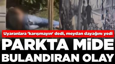 Parkta mide bulandıran olay: Uyaranlara 'karışmayın' dedi, meydan dayağını yedi