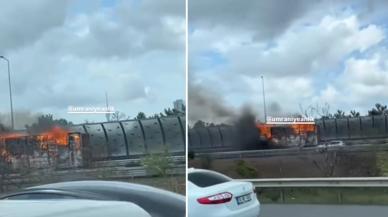 İstanbul'da TEM'de korkutan TIR yangını: Trafik yoğunluğu oluştu