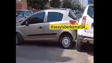 Şehir eşkıyası esnaf! Dükkanının önüne park eden aracı pert etti!