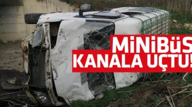 Başakşehir’de minibüs kanala uçtu, bir yolcu yaralandı