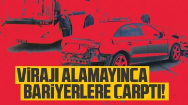 Kartal'da aracıyla virajı alamayan Esra Aydın bariyerlere çarptı