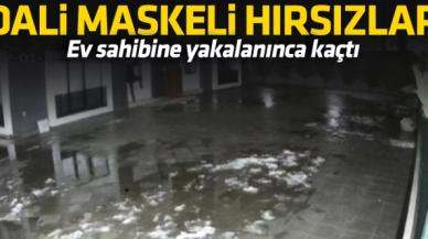 Dali maskesiyle girdikleri evin sahibine yakalanan hırsızlar kaçtı