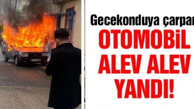 Yanan otomobil gecekonduya çarptı; evdekiler korku dolu anlar yaşadı