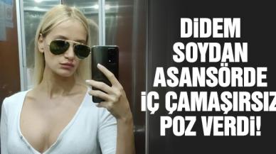 Didem Soydan iç çamaşırsız pozu ile asansörden paylaşım yaptı