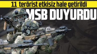 MSB: 11 PKK'lı terörist etkisiz hale getirildi