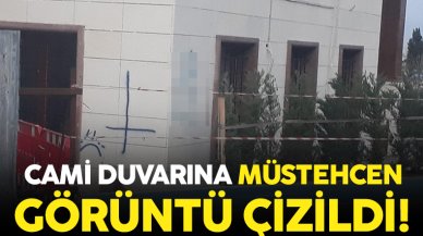 Çatalca Millet Bahçesi Camii'nin duvarına müstehcen görüntü çizildi!