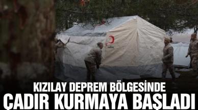 Kızılay, deprem bölgesinde çadır kurmaya başladı