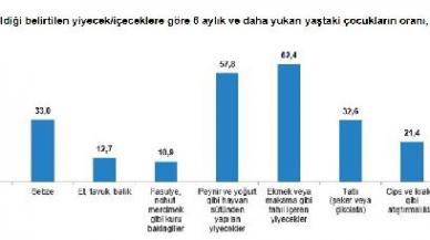 Ekmek veya makarna gibi tahıl içeren yiyecekleri her gün tüketen çocuk oranı yüzde 62,4