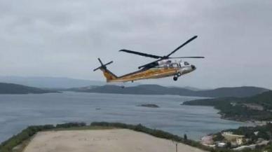 Muğla'da, yangın söndürme helikopteri Sikorsky T-70'den deneme uçuşu