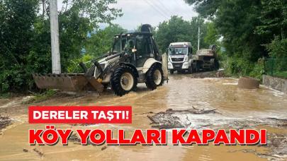 Sağanak yağış sonrası dereler taştı, onlarca köy yolu ulaşıma kapandı